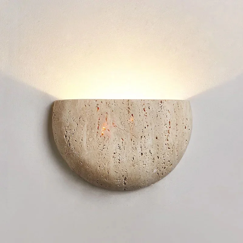 Wabi Sabi Style LED Wall Light Natural Stone Lamp Up-down Lighting 20x13cm Bedside Wall Lamp for Home Dining Room Kitchen Decora