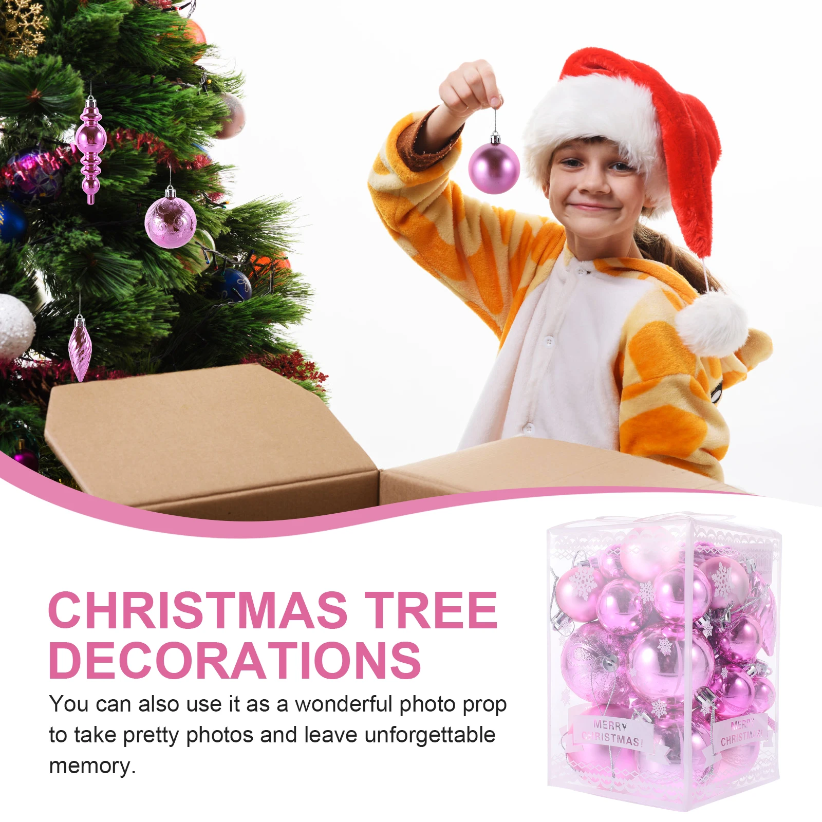 

30 Pcs Indoor Christmas Decoration Ball Decorations Tree Ornaments Pink Light Bulbs