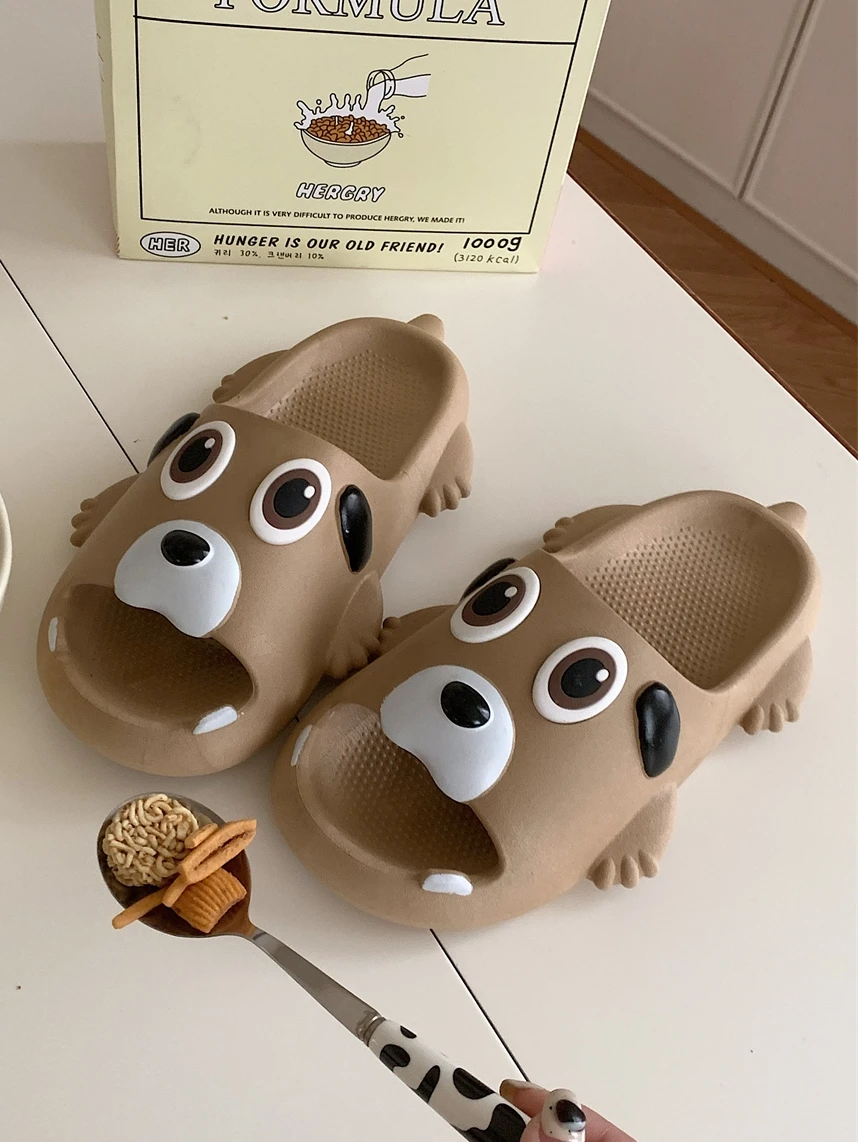 

Funny Slipper Kids Slippers Ins Big Eyed Dog Sandals For Women Summer Soft Soled Non Slip Parent-child Slippers For Outdoor