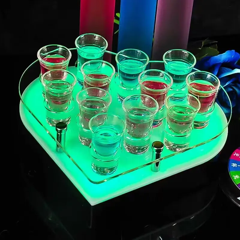 

Cocktail Display Rack Ktv Nightclub Glow In The Dark Party 12 Hole Love Bullet Cup Wine Glass Holder Bar Shot Glasses Heart Tray