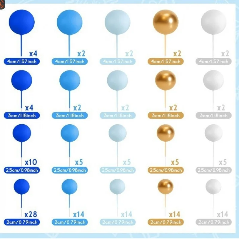 

138Pcs/set Gold Ball Foam Ball Cake Toppers Cupcake Plugin Bake Desserts DIY Birthday Party Wedding Baby Shower Cake Decorations