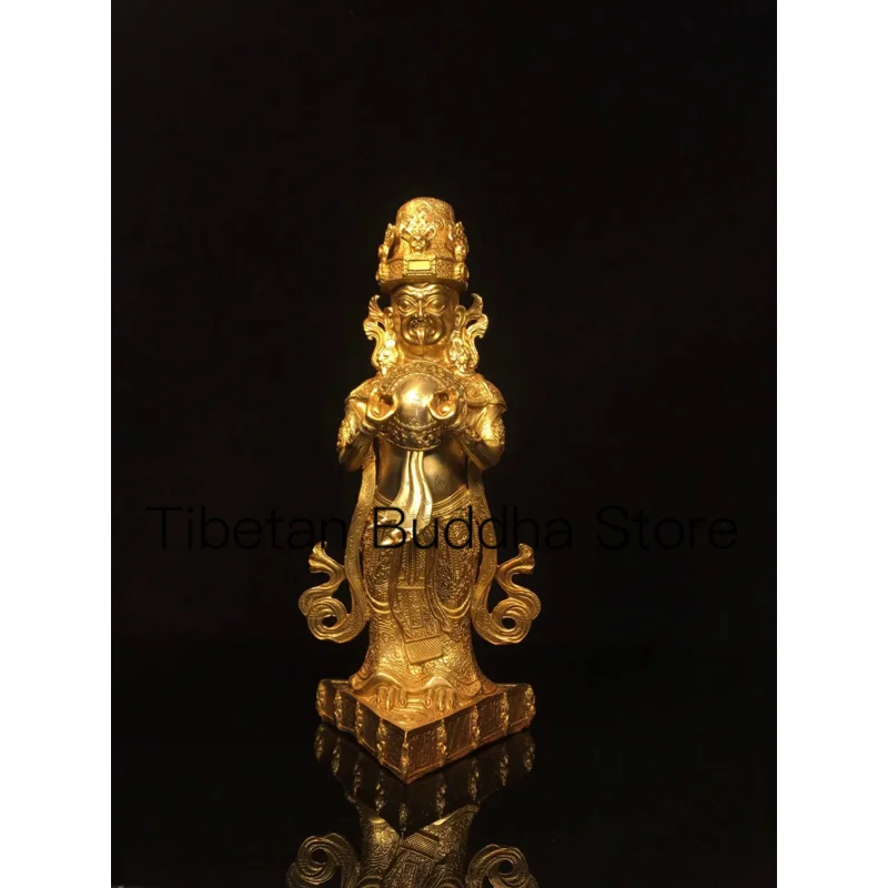 

31cm Antique pure copper gilded Zajiram God of Wealth Buddha Hall enshrines copper gilded God of Wealth home tabletop ornaments