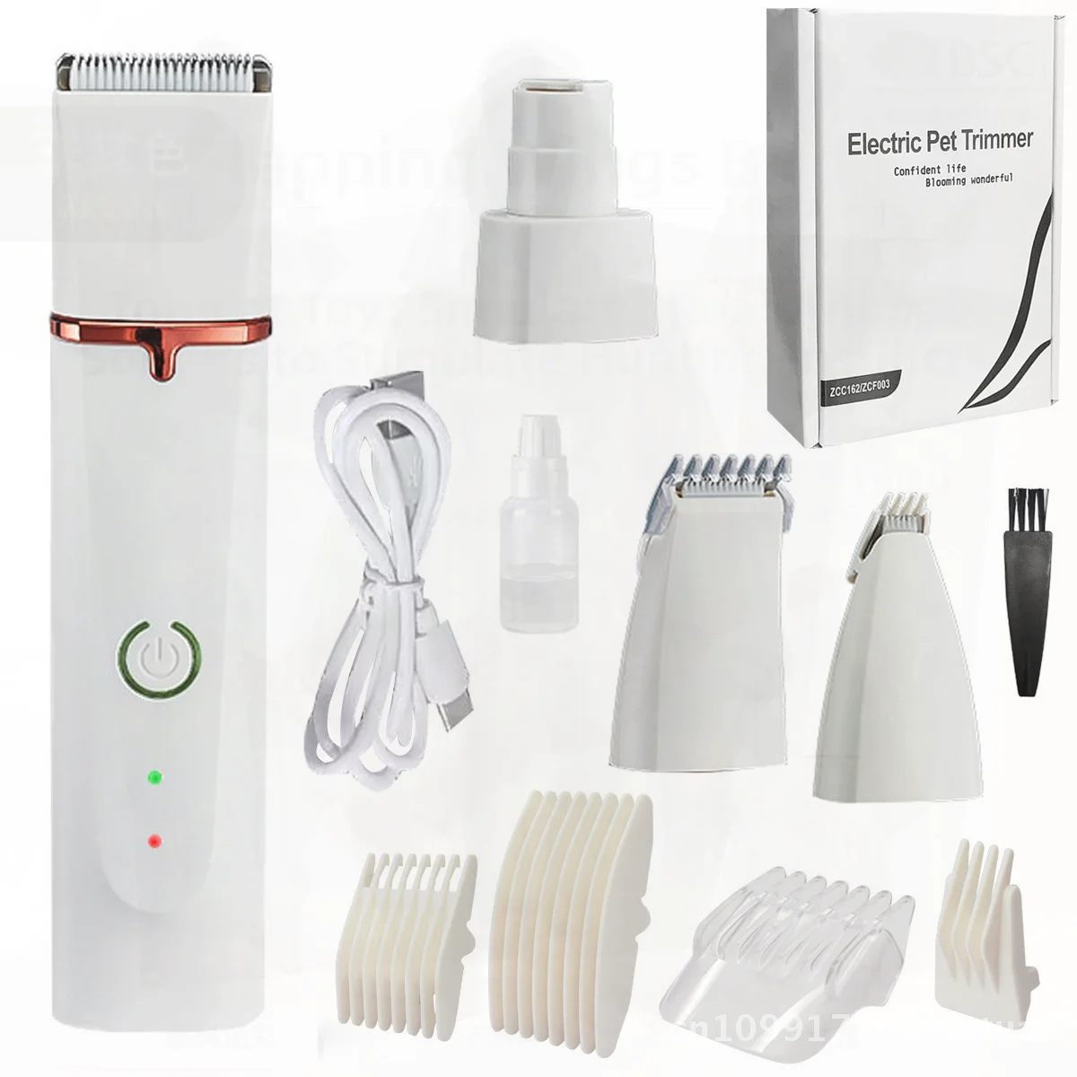 متعددة الوظائف ماكينة حلاقة للحيوانات الأليفة 4 في 1 مقص الشعر الكهربائية الكلب مسمار طاحونة USB قابلة للشحن أدوات حفر أبيض/أصفر ABS #5