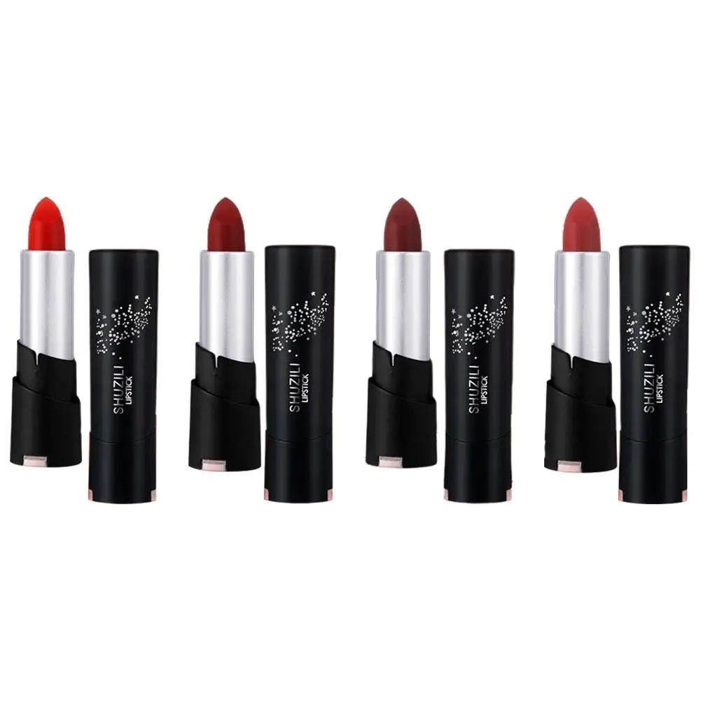 Batom matte velvet para mulheres, duradouro, hidratante, impermeável, antiaderente, gloss labial, maquiagem feminina, cosméticos, 4 cores