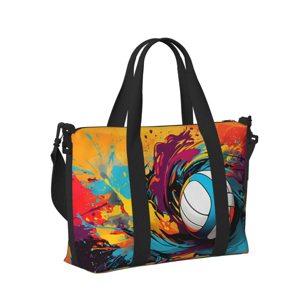

Rainbow Volleyball Beach Travel Bag Large Capacity Tote Bags for Gym Yoga Women Shopping Duffle Shoulder Bag