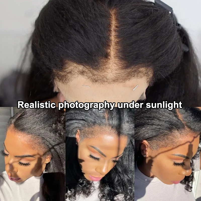 4C Edges Kinky Straight Natural Human Hair Wigs 13x5 HD Lace Front Wigs Human Hair Everyday & Special Events, Event Hairpiece image 5