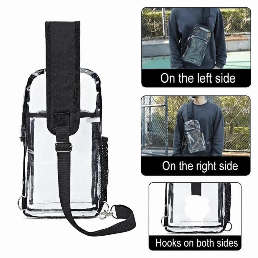 Large Capacity Transparent Crossbody Bag Lightweight Multifunctional Clear Chest Bag Waterproof Fanny Pack PVC Shoulder Bag
