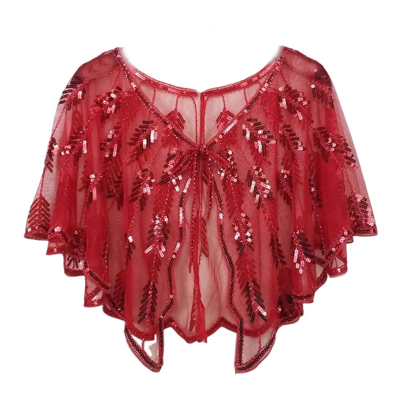 

New Vintage 1920s Flapper Shawl Sequin Beaded Short Cape Beaded Decoration Women Shawl Party Mesh Short Cover Up Prom Shawl