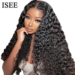 ISEE Hair 7x5 Glueless Wigs Wear And Go HD Lace Front Wig Water Wave Wigs Human Hair Lace Closure PrePlucked Deep Wave Curly Wig