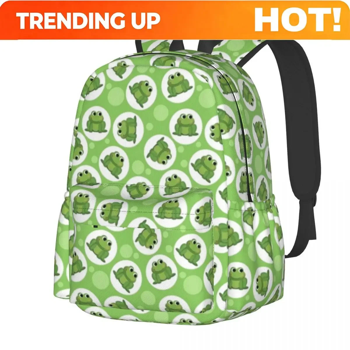 Custom Bag Cute Green Frog Backpack Love Cartoon Frogs University Backpacks Women High Quality Large High School Bags Kawaii Ruc