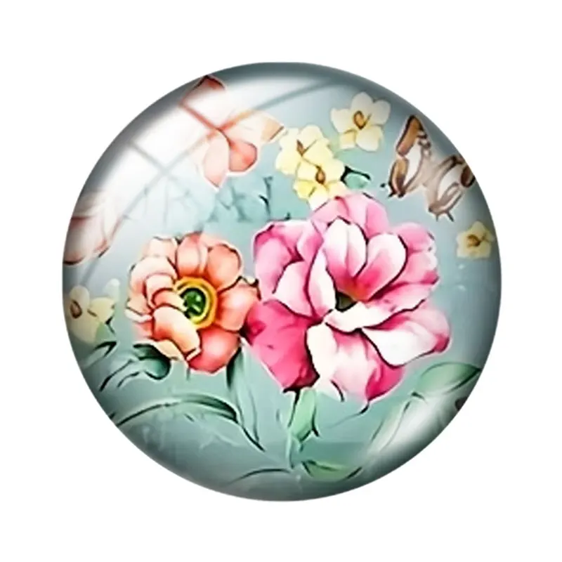 European retro rose  10pcs 12mm14mm/16mm/18mm/20mm/25mm Round Photo Glass Cabochon Demo Flat Back Making Findings Jewelry