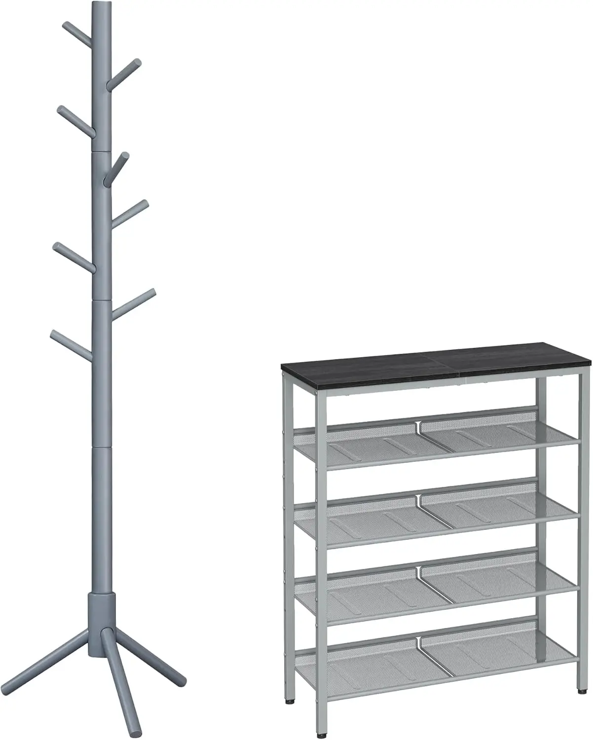 

Shoe Rack Bundle With Coat Stand, 5-Tier Shoe Organizer, Tree-Shaped Coat Rack With 8 Hooks, For Clothes, Hats, Bags, For