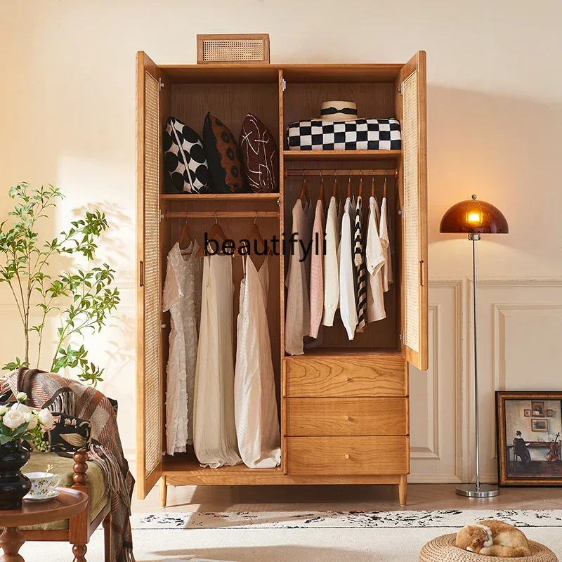 

xzFrench retro solid wood wardrobe home bedroom locker medium antique wardrobe