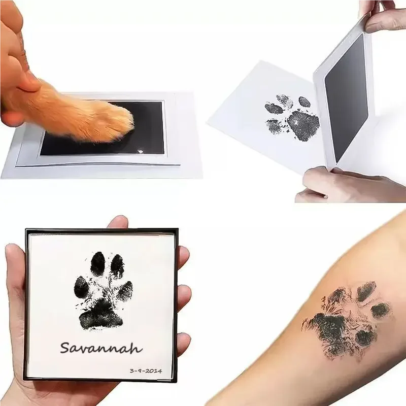Sicheres, ungiftiges Baby-Hand- und Fußabdruck-Set ohne Tinte, berührungslose Hauttinte für Pfotenabdrücke von Haustieren, Katzen und Hunden, Souvenir-Geschenke – Detail 3