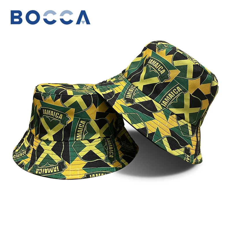 

Bocca Ямайка, шляпа-ведро с национальным флагом, двусторонняя для мужчин и женщин, двусторонняя Панама, рыбацкая шляпа с флагами, хлопковая большая с принтом