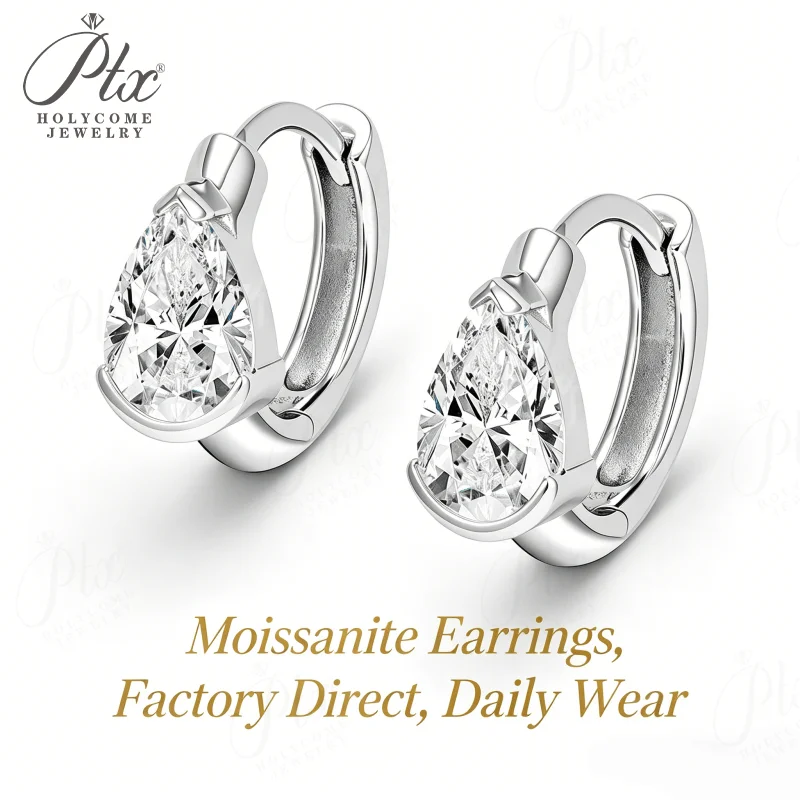 

Moissanite Earrings Pear Shape D VVS1 925 Silver GRA Certificate Factory Direct Non fade Wedding Party Ear Studs Hypoallergenic