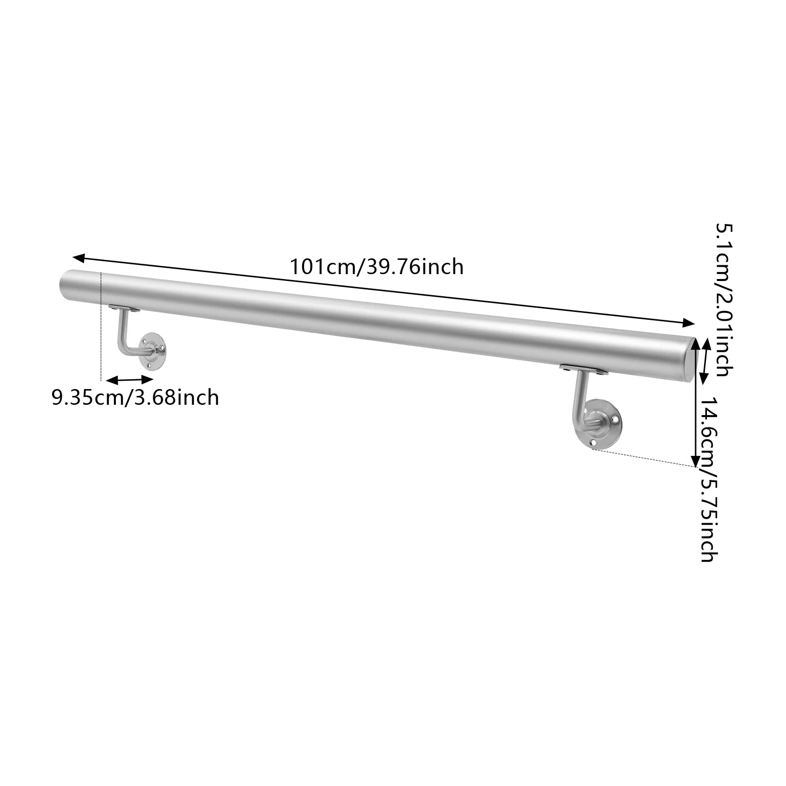 

Silver 39.76*3.68*5.75in Stair Handrail, Wall Mounted Stair Handrail, Stainless Steel Stair Handrail for Homes, Offices