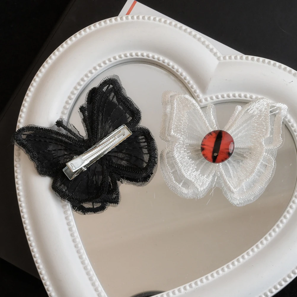 

2 pcs Gothic Hair Clips Eyeball Butterfly Punk Decorative Hairpins For Women Girls Party Prom Wear Hair Styling Accessories