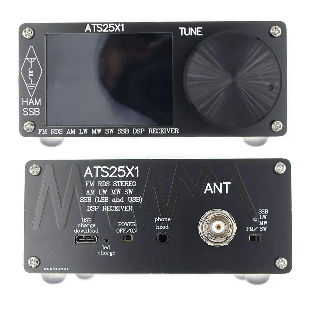 ATS25X1 Full-Band DSP Radio Receiver Stereo Radio Si4732 Chip FM Receiver 2.4inch Touch Screen Built in Battery with Antenna