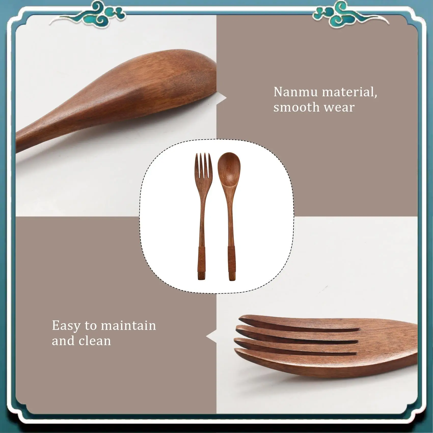 8 Pcs Wooden 9 Inchjapanese Spoon Fork Set Kitchen Tableware Natural Wood Cutlery Wooden Dinner Cutlery Set Limited Time Offer