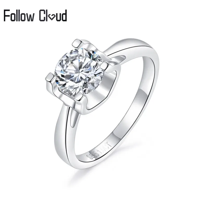 

Follow Cloud Classic Style 1 3 Carat Moissanite Wedding Ring Round Cut Diamond Test Passed Diamond 925 Solitaire Rings for Women