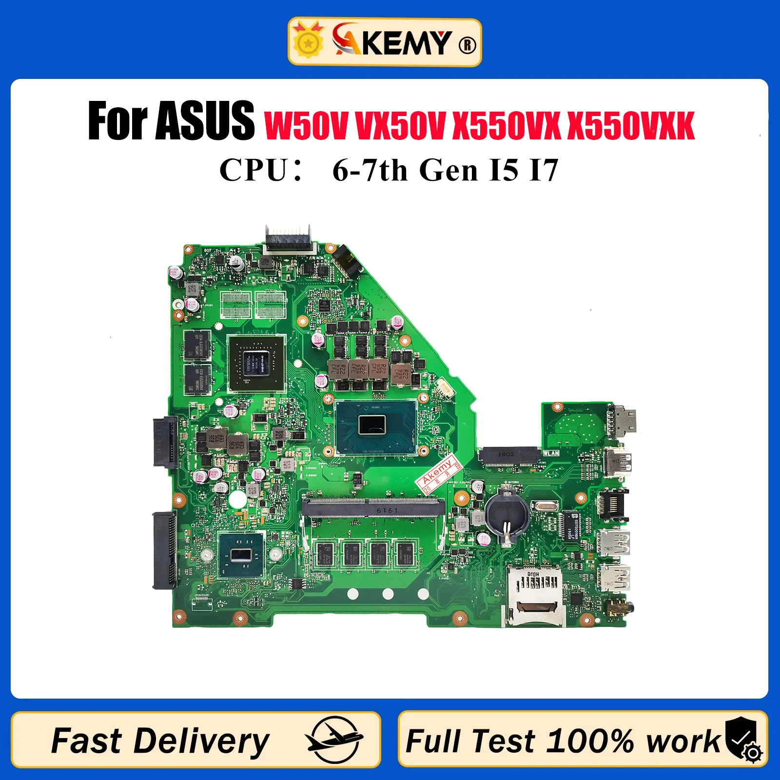 

X550VX Материнская плата для ноутбука ASUS VivoBook X550V K550VX W50V VX50V FH6500V FH5900 X550VX X550VXK Материнская плата с I5 I7 CPU stk