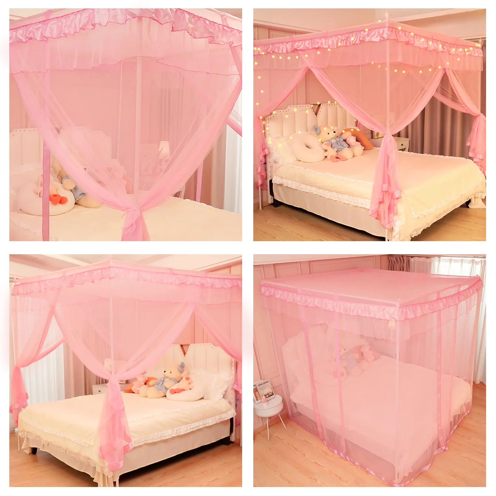 Tweeling Prinses Roze Bed Luifel Voor Meisjes Bedgordijnen Voor Bed Gordijnen Verjaardagscadeau Volwassenen Meisjes Bescherming Home Room Decor