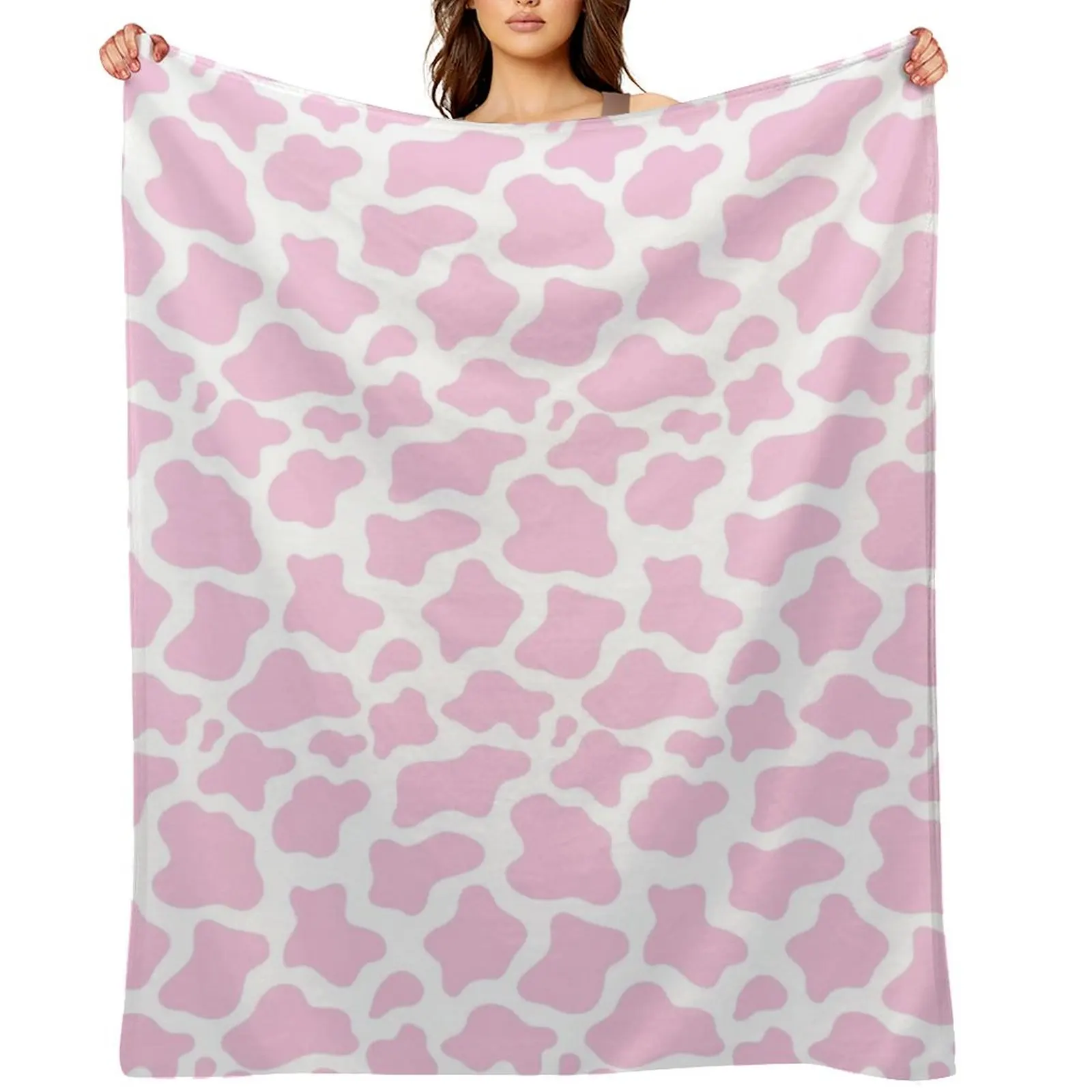 

pink cow print! Throw Blanket for winter For Decorative Sofa Softest Bed covers Blankets