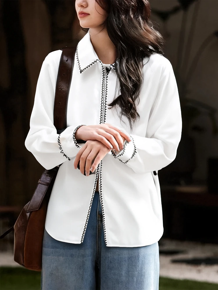 

Ele Long Sve irt Double Zipper Loose Women's Faion Design Chivirin Casual Busin Sle Polyester Blend