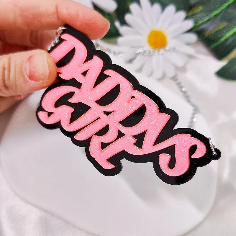 رسائل الحلو Daddys فتاة قلادة قلادة للنساء الوردي لطيف مجوهرات الاكريليك الملحقات