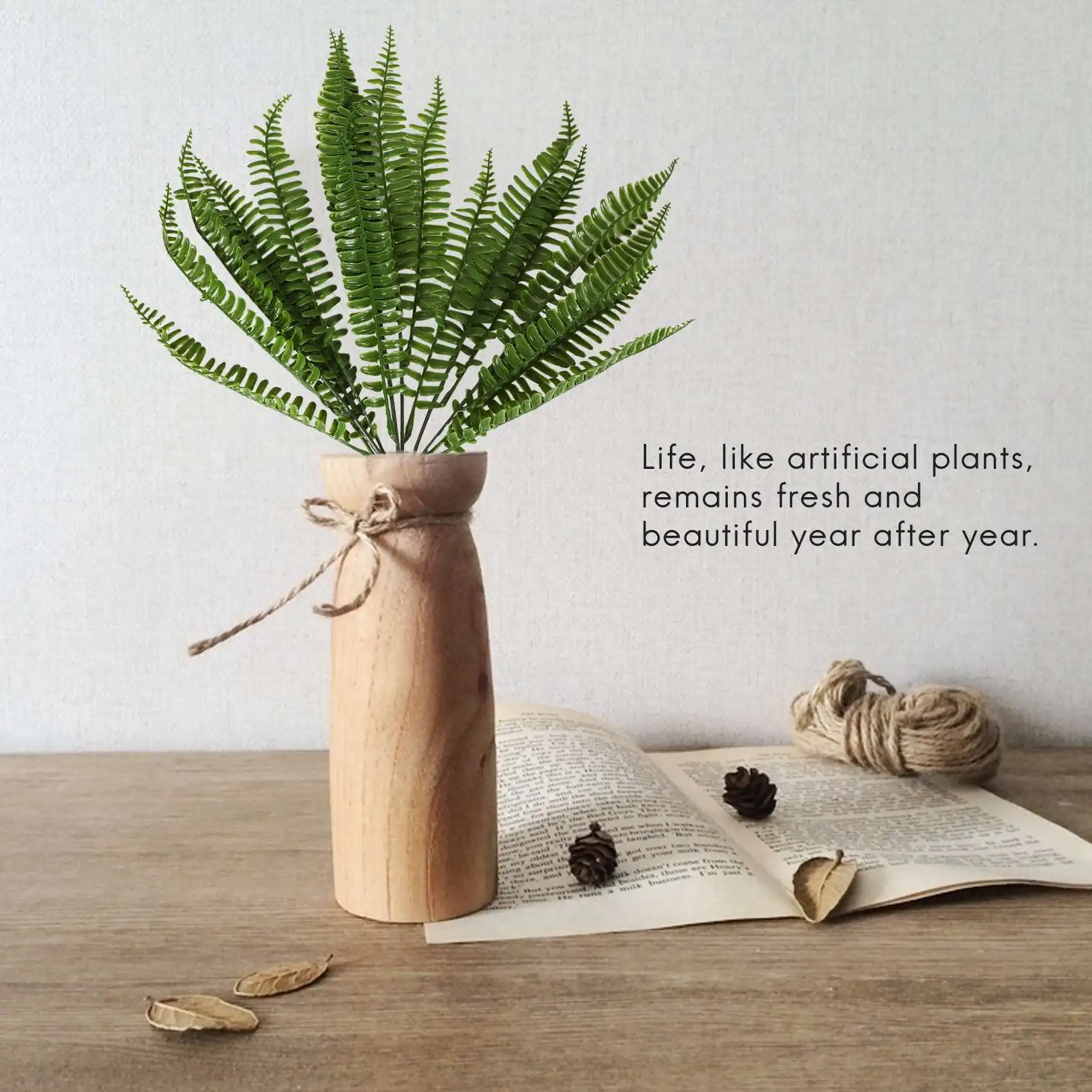 ABZF 2026 7 Branches Green Artificial Plant Floral Persian Leaf Flower Office Home Garden
