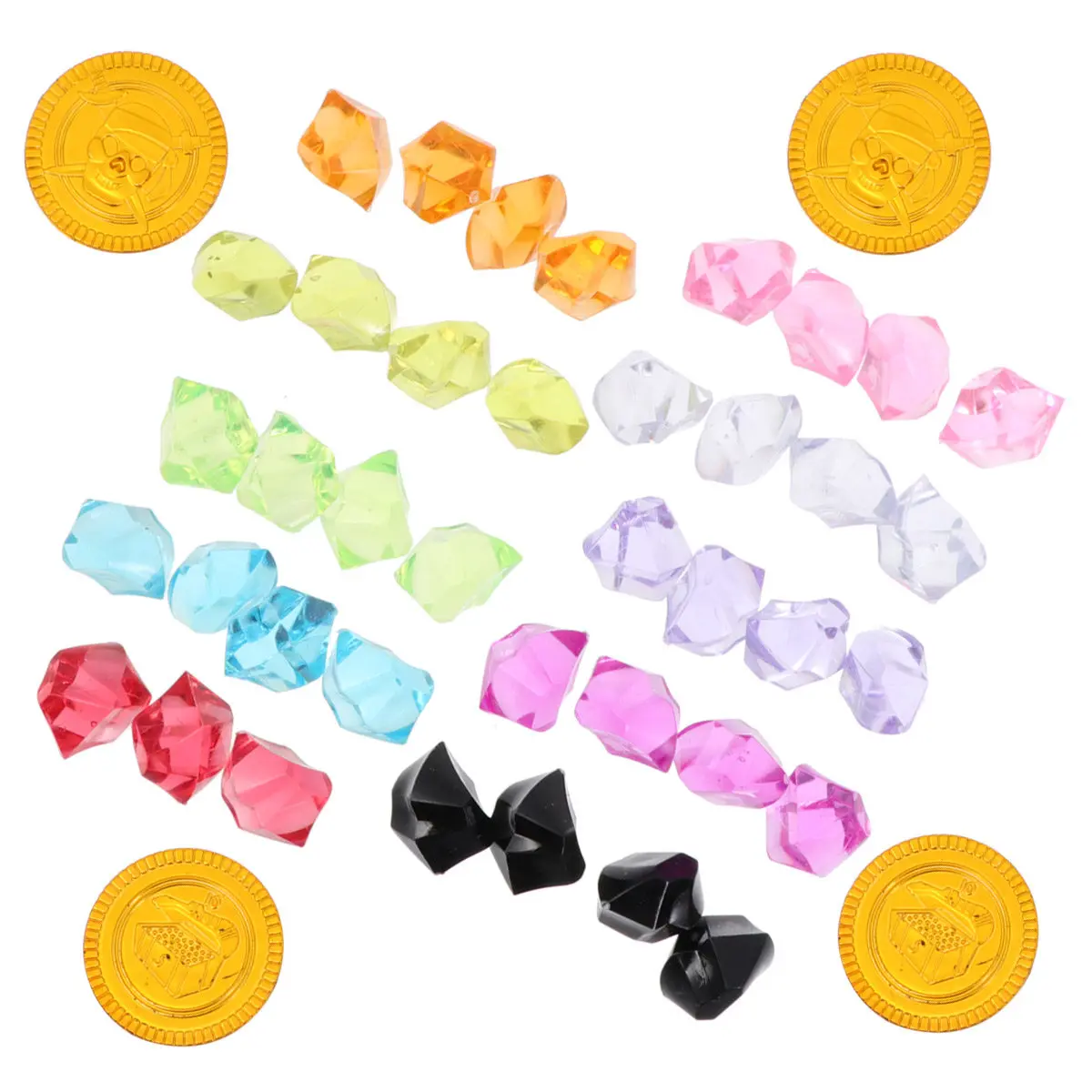 

120Pcs Pirate Coins Gems Treasure Box Accessories for Pirate Theme Party Halloween Birthday Carnival Masquerade Prop Kids