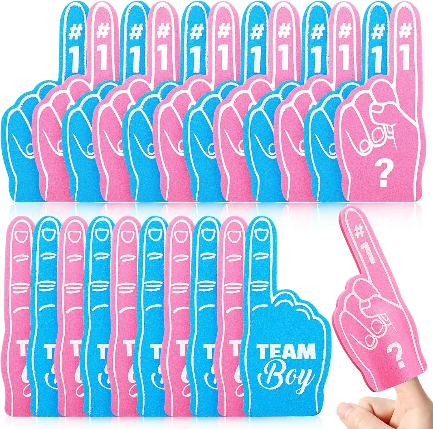 8 Pack Baby Gender Reveal Party favor Team Boy or Girl Mini Foam Fingers Gender Reveal Games Ideas Cupcake Toppers