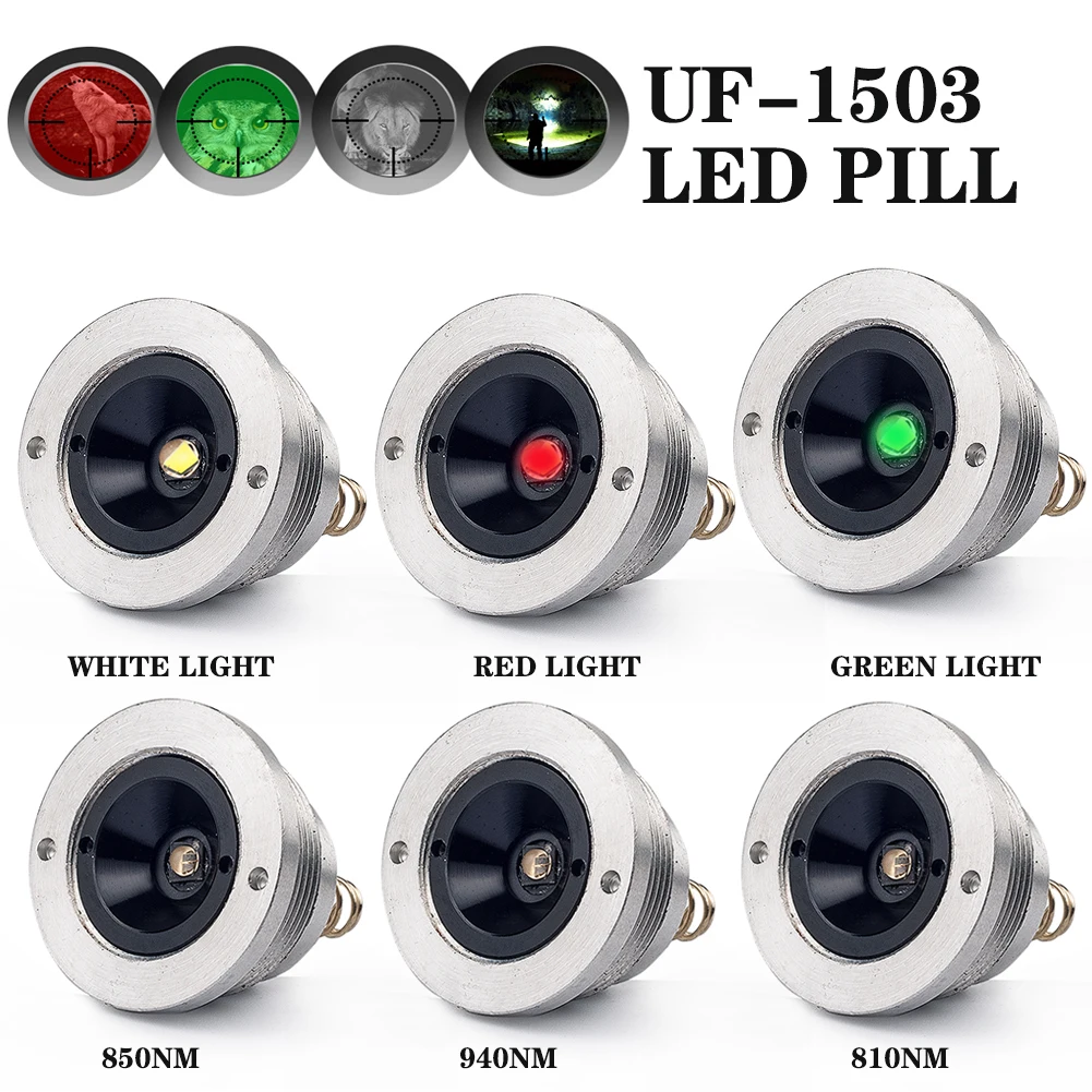 

UniqueFire IR850nm 940nm LED Green Red White Light Drop in Pill Lamp Holder for UF-1503 Hunting Flashlight Torch