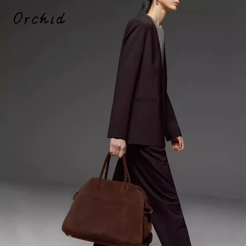 Blazer Normcore à manches longues et col cranté pour femme, Style Vintage, décontracté, bouton unique, col en v, manteau de couleur unie