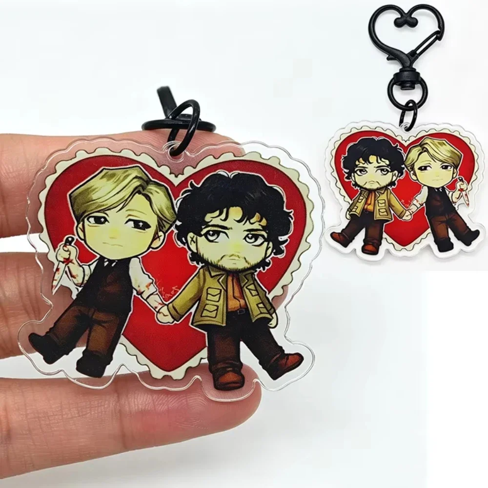 Hannibal Lecter Will Graham Acrylic Keychain Hannigram Cute Chibi Heart Keyring Bag Charm TV Series Merch Gift Backpack Pendant