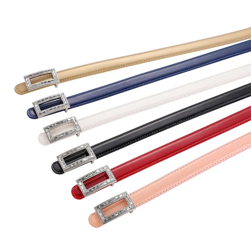 خريف شتاء جديد حزام المرأة الفضة حجر الراين ديكور حزام الخصر النحيف لفستان الجينز ملابس الحفلات #6