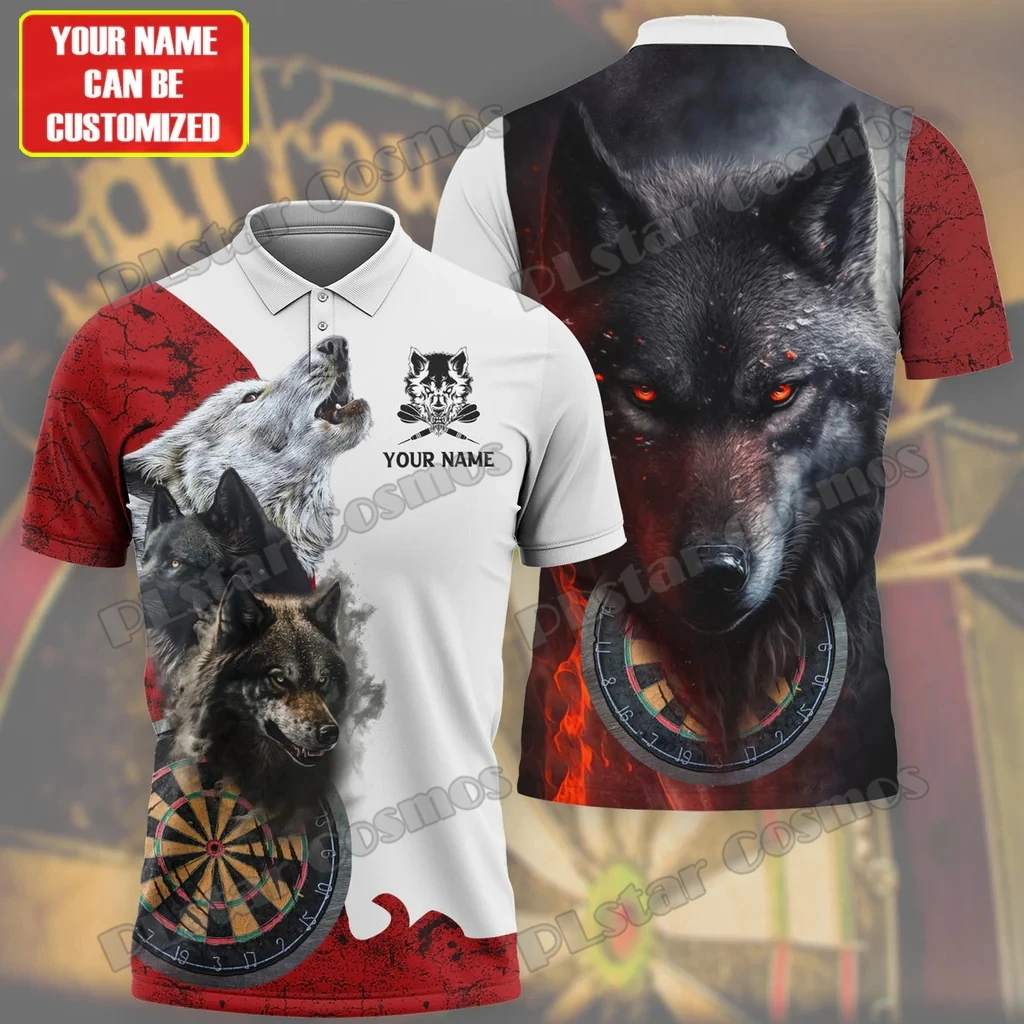 PLstar Cosmos-Polo con nombre personalizado para hombre, camisa Premium con estampado 3D de Lobo, Tigre, León, oso, informal de verano, POL207