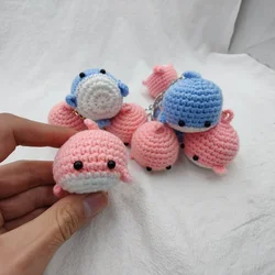 New Creative Wool Crocheted Small Whale Car Key Chain Handmade Backpack Ornaments Couple Cute Keychain