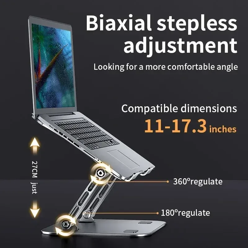 Laptop Stand Adjustable Aluminum Alloy Notebook Tablet Stand Up to 17 Inch Laptop Portable Fold Holder Cooling Bracket Support