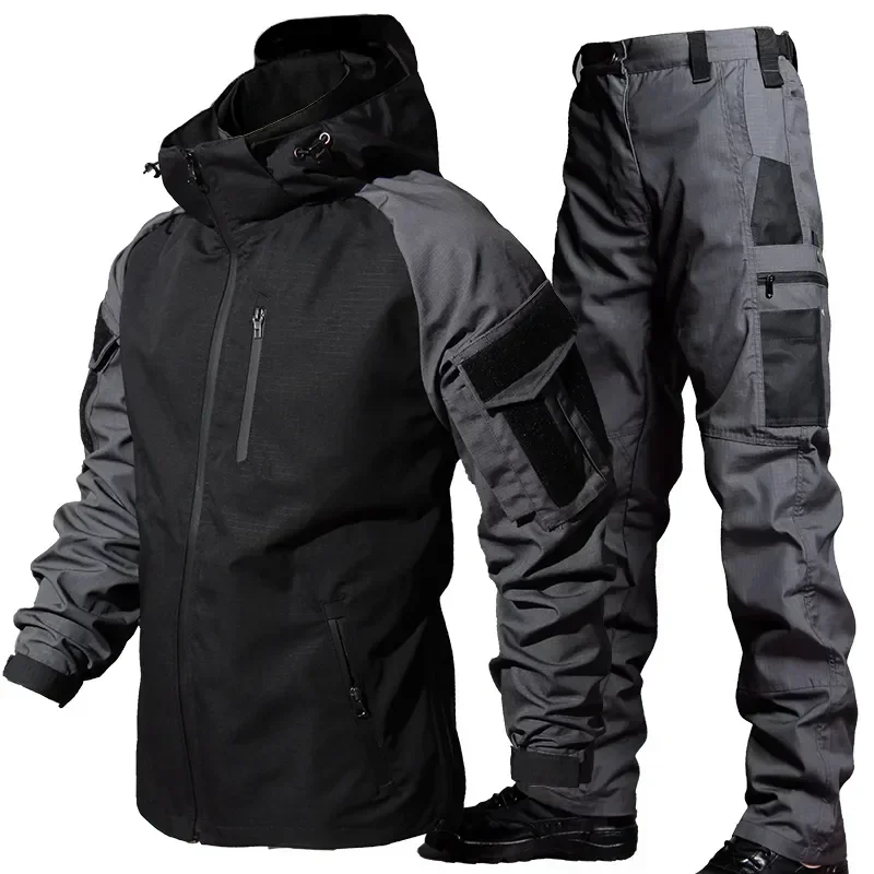 

Military Tactical Waterproof Sets Men Special Forces Combat Training Suit Outdoor Multi-Pocket Uniform Airsoft Army Tracksuit