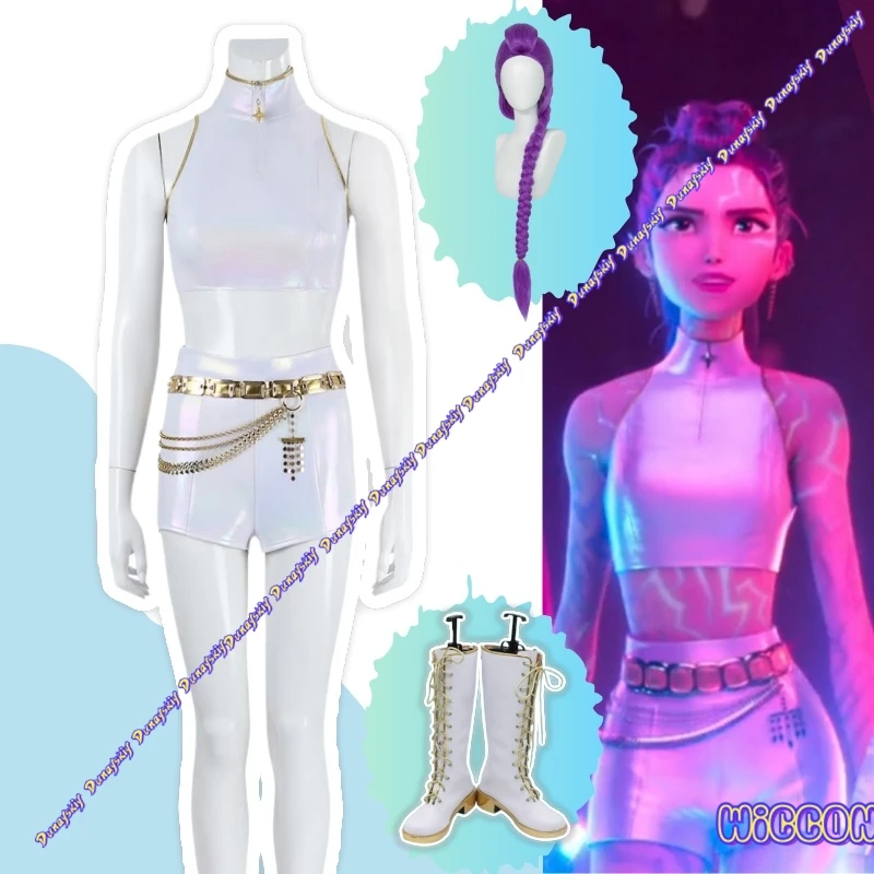 

Набор для косплея Demon Hunters Rumi — белый парик + жилет + аксессуары, полный комплект | Костюм охоты на Хэллоуин для женщин и подростков