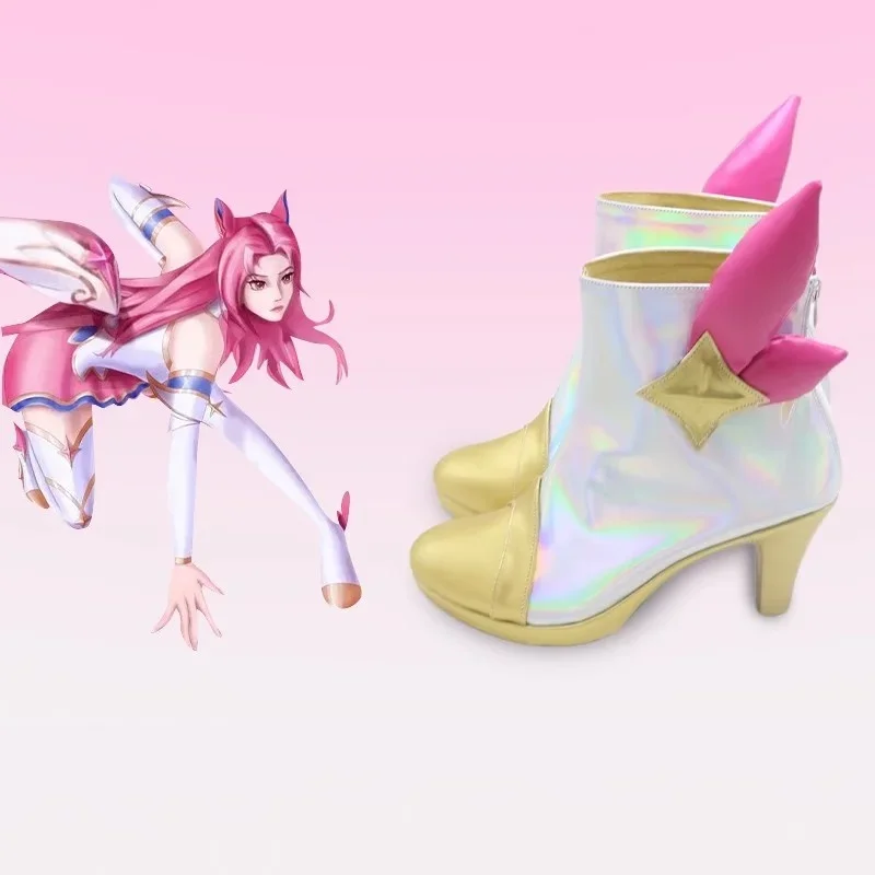 LOL Star Guardian Kaisa Cosplay Black Shoes Halloween Carnival Custom Made White Boots