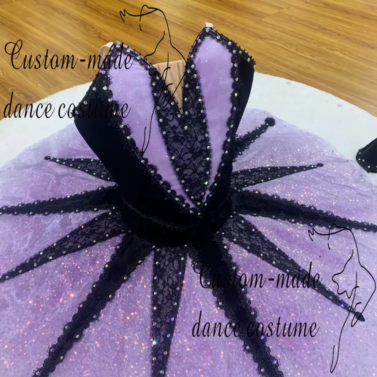 Black Purple Million Clown Ballet Costume Performance Costume Tutu Skirt Plate Skirt Competition Costume Professional Customizat