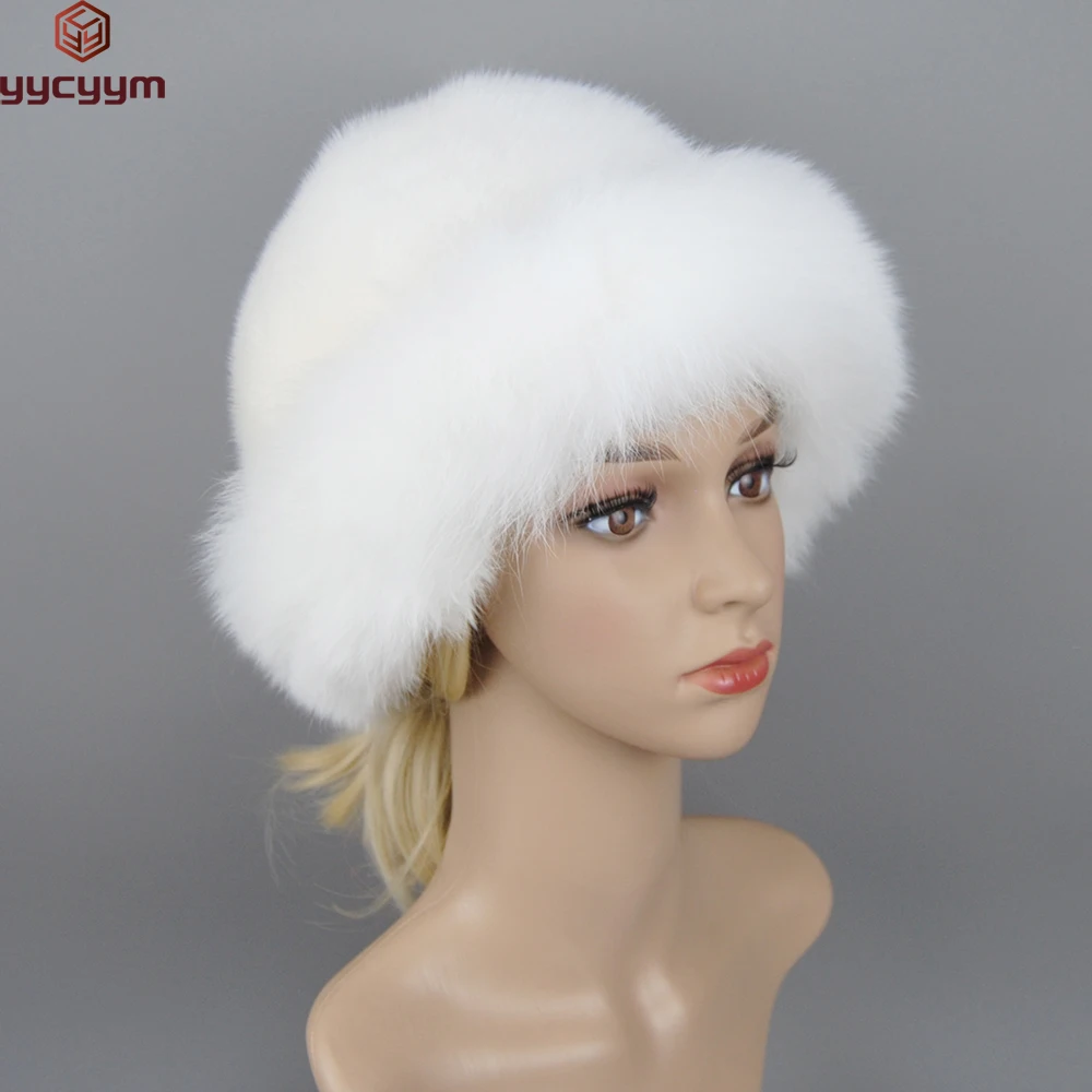 Women Real Mink Fur Bomber Hat Winter Genuine Fox Fur Knit Caps Warm Ear Protection Luxury Fluffy Mink Hats Elastic Bowler Hat