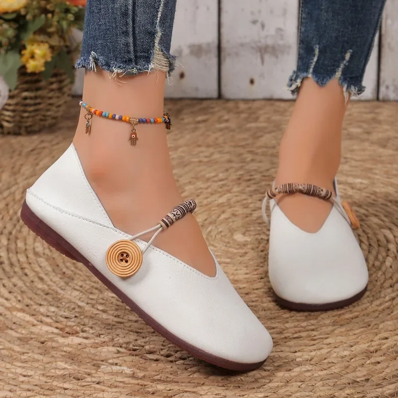 Zapatos planos cómodos y versátiles para mujer, zapatillas informales ligeras de punta redonda, Color sólido, para playa, gran oferta, 2024