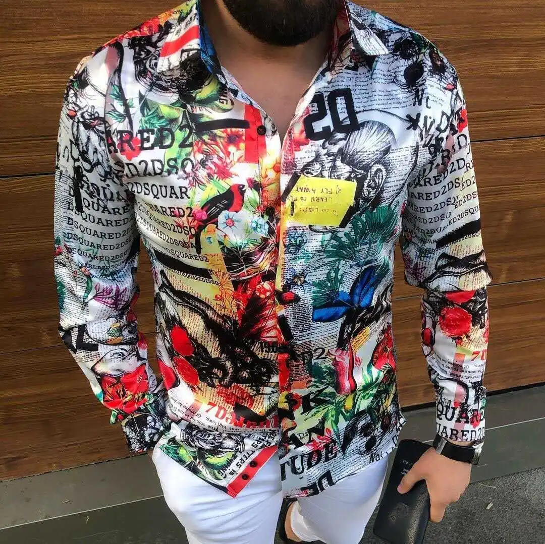 

Slim Fit Men's Long Sve Printed irt Breathable Moisture ng Sun Protection Treaent Cotton Youth Trend oulder Sve