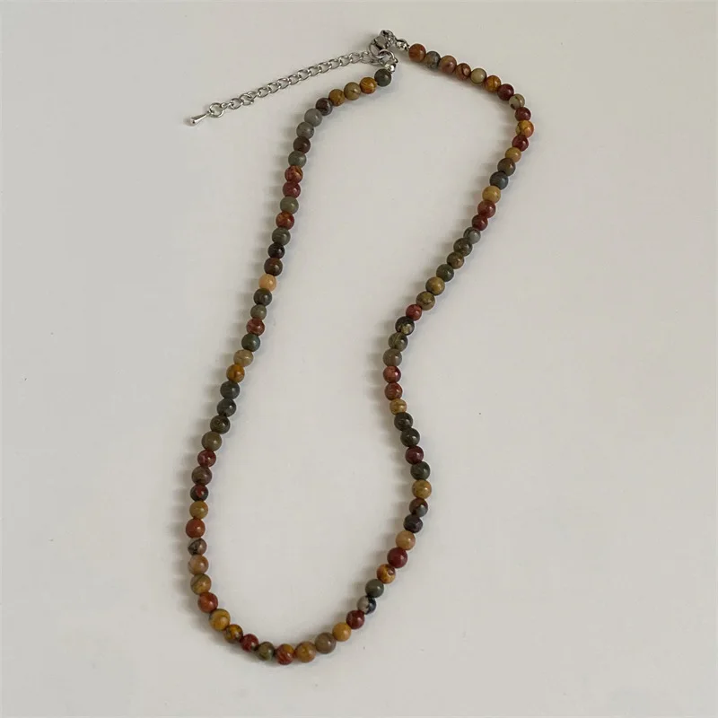 Perlen Doppel-schicht Halskette Natürlichen Rohstein DIY Frauen Persönlichkeit Temperament Schlüsselbein Kette Mode Schmuck – Detail 7