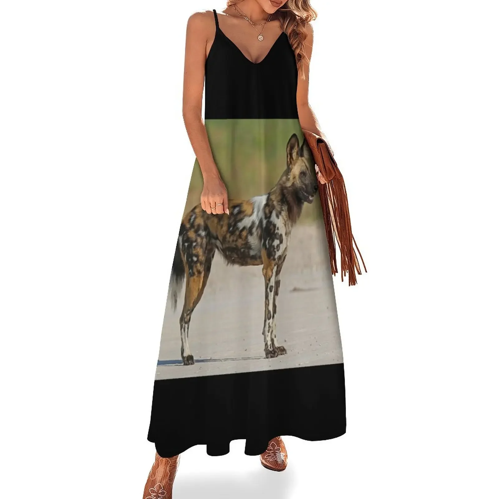 

Painted Dog! Sleeveless Dress luxury woman evening dress Women's dress