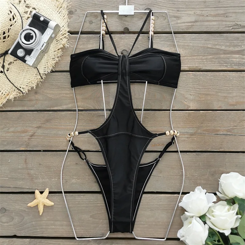 Maillot de bain sexy pour femmes, 1 pièce, bikini, haut d'été, sous-vêtements de plage, vêtements de vacances